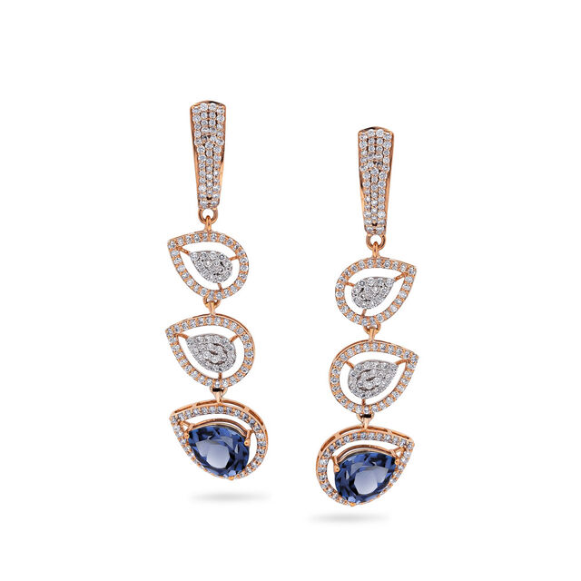 Rose Gold & Diamond Dew Drop Earrings,,hi-res 