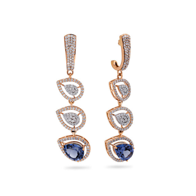 Rose Gold & Diamond Dew Drop Earrings,,hi-res 2