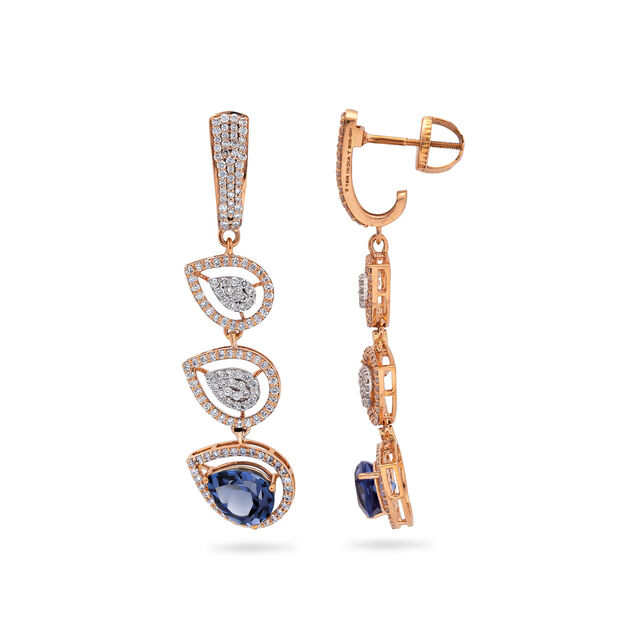 Rose Gold & Diamond Dew Drop Earrings,,hi-res 3