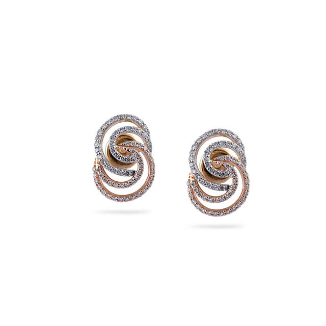Diamond Entwined Circle Stud Earrings,,hi-res 