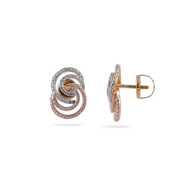 Diamond Entwined Circle Stud Earrings,,hi-res 2