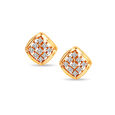 Luminous Grid Gold Studs 