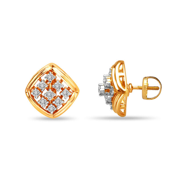 Luminous Grid Gold Studs 2