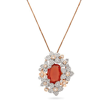 Red Blooms of Beauty Diamond & Gold Pendant
