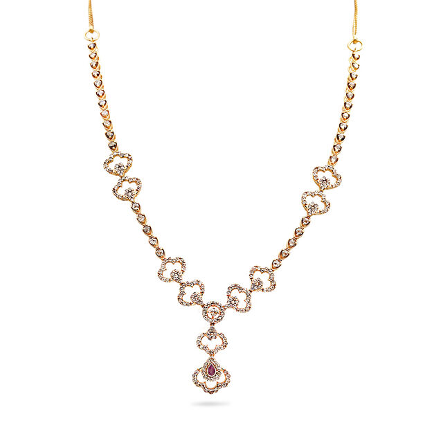 Floral Diamond Necklace,,hi-res