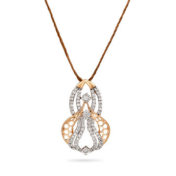 Curved Motif Diamond and Gold Pendant