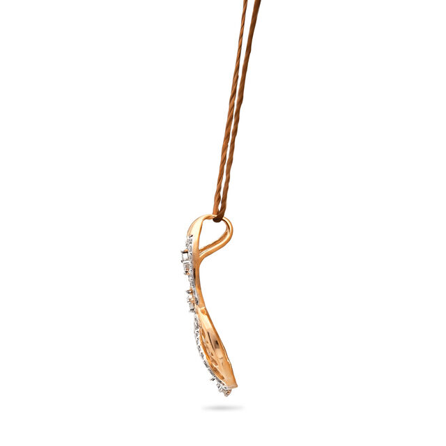 Curved Motif Diamond and Gold Pendant,,hi-res 2