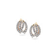 Leaf Motif Diamond and Gold Stud Earrings,,hi-res 
