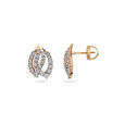 Leaf Motif Diamond and Gold Stud Earrings,,hi-res 2