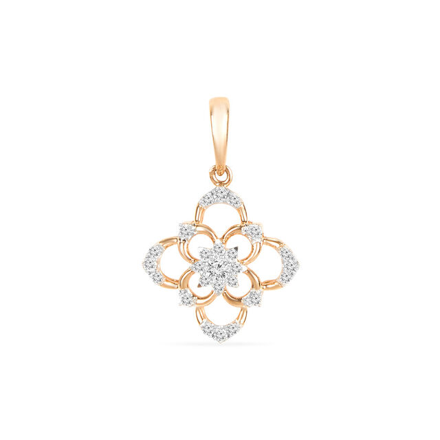 Tanishq 18KT Diamond Pendant With Earring for Women 3