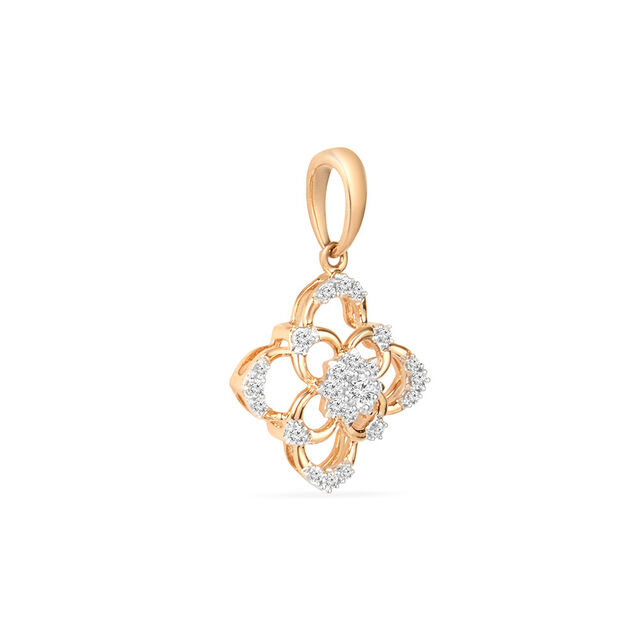 Tanishq 18KT Diamond Pendant With Earring for Women 4