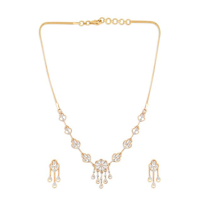 Tanishq 18KT Diamond Neckwear & Earring for Women 