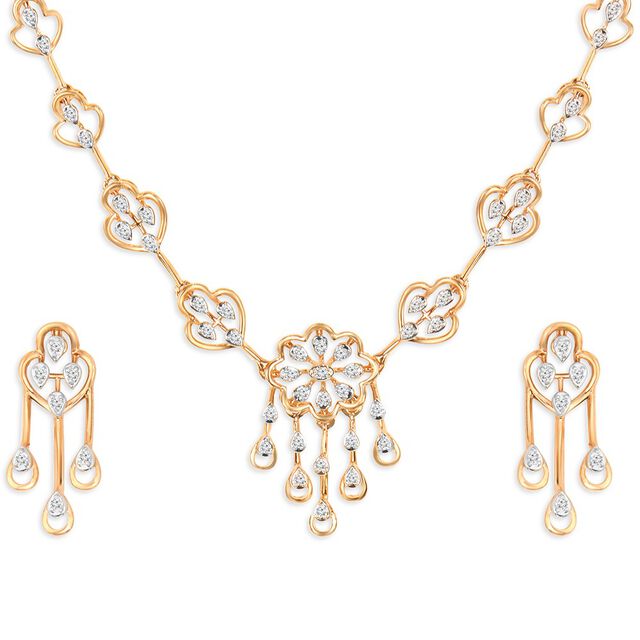 Tanishq 18KT Diamond Neckwear & Earring for Women 3