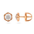 Petite Floral Rose Gold and Diamond Stud Earrings,,hi-res 2