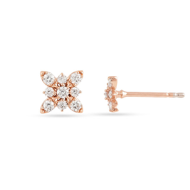 Tanishq 18 KT Square Cluster Studs for Women 4