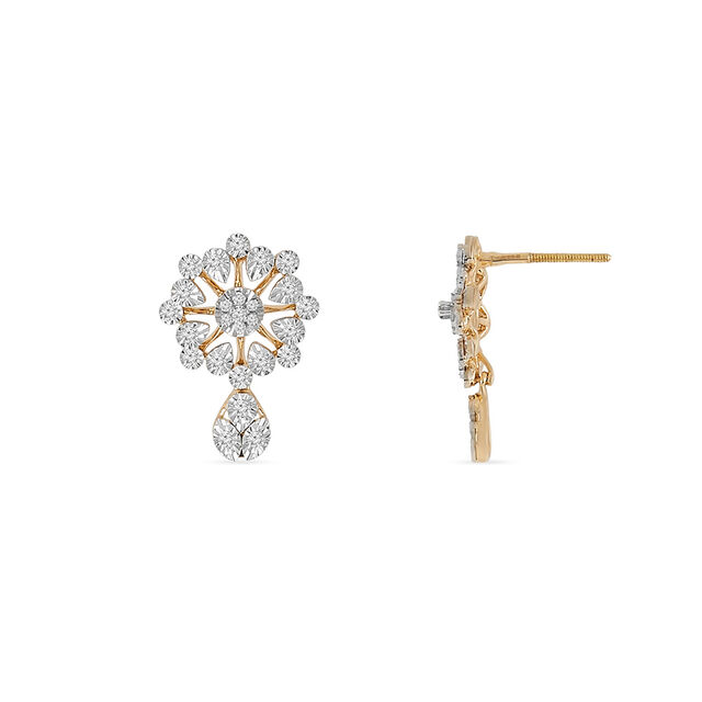 Tanishq 18 KT Floral Drop Studs for Women 4