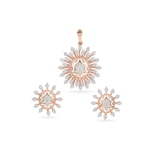 Tanishq 18 Karat Diamond Pendant and Earrings Set for Women 2