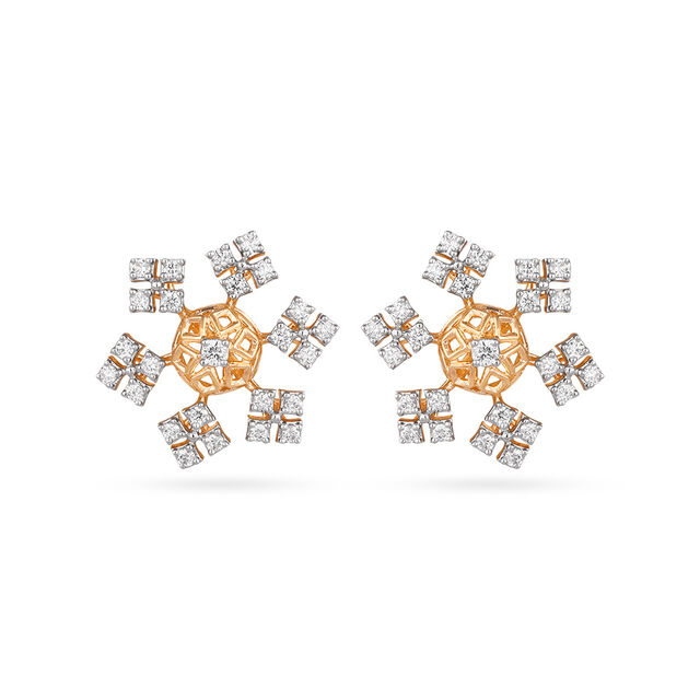 Tanishq 18 Karat Diamond Pendant and Earrings Set for Women 3