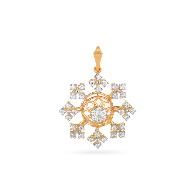 Tanishq 18 Karat Diamond Pendant and Earrings Set for Women 2