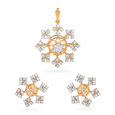 Tanishq 18 Karat Diamond Pendant and Earrings Set for Women 