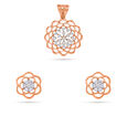 Floral Diamond Gold Pendant Set 