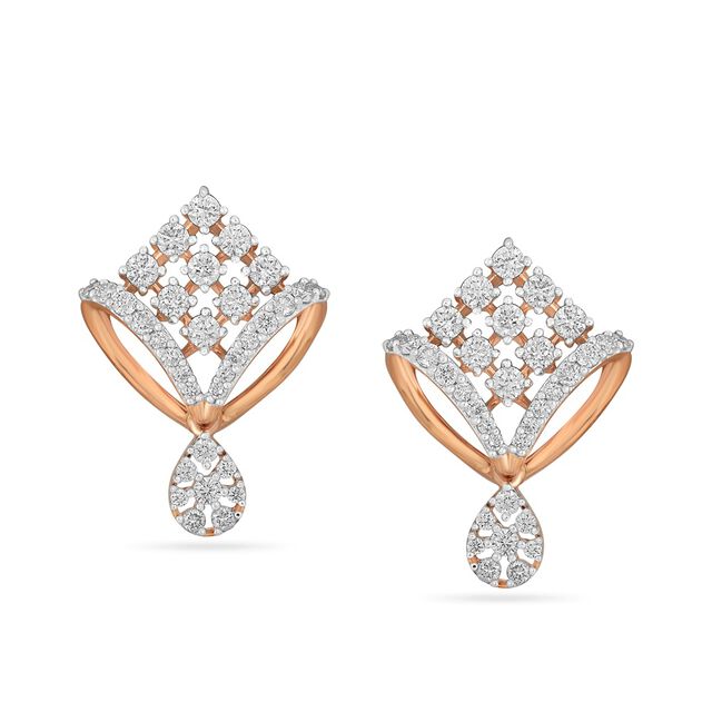 Rose Gold Diamond Teardrop Studs