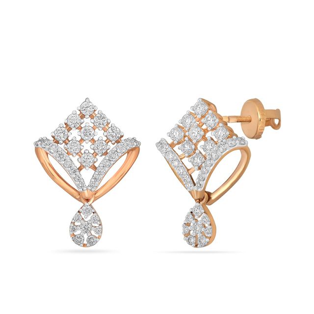 Rose Gold Diamond Teardrop Studs