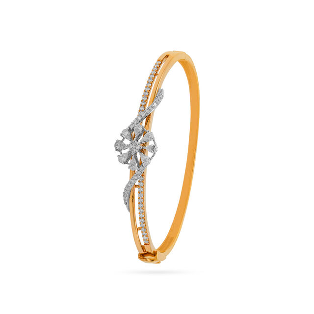 Floral Whirl Diamond-Studded Bangle