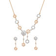 Regal Rose Gold Diamond Necklace Set 