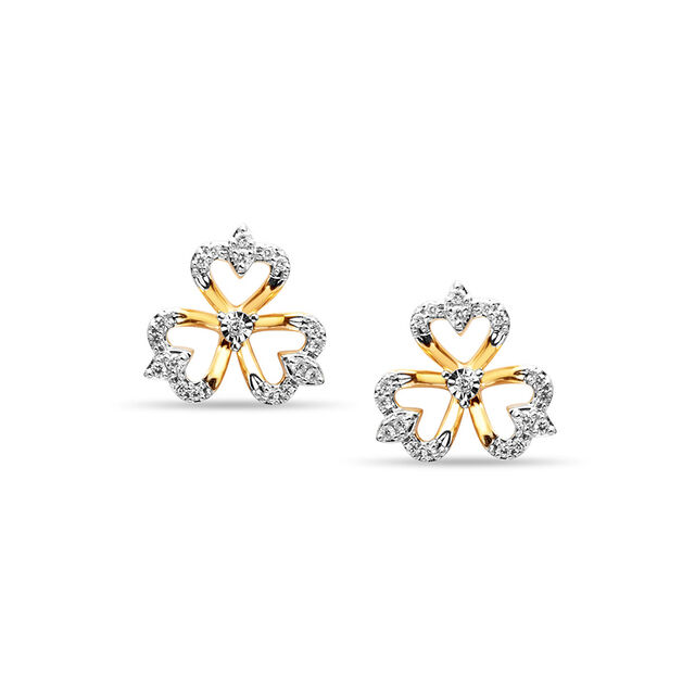 Whimsical Clover Heart Studs 