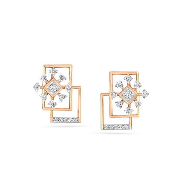 Tanishq Rose Gold & Diamond Stud Earrings for Women 