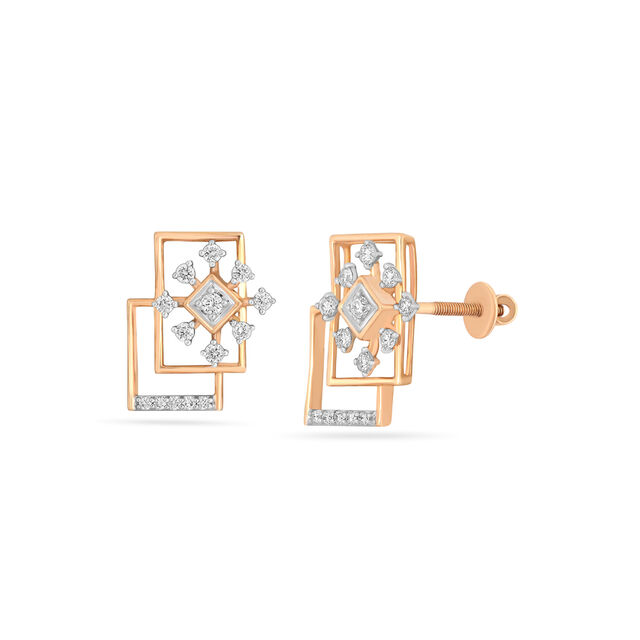 Tanishq Rose Gold & Diamond Stud Earrings for Women 2