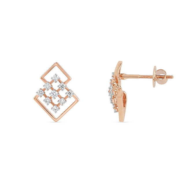 Tanishq 18 KT Open Square Studs for Women 2