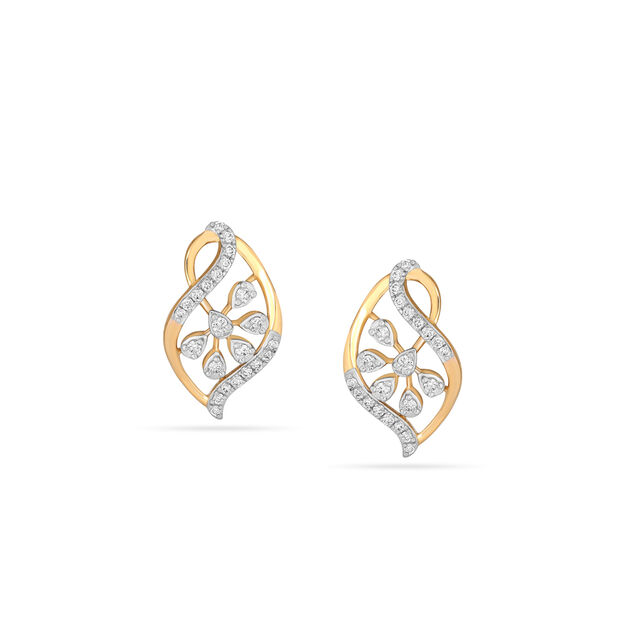 Tanishq Yellow Gold & Diamond Stud Earrings for Women 