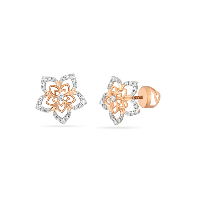Tanishq Rose Gold & Diamond Stud Earrings for Women 2