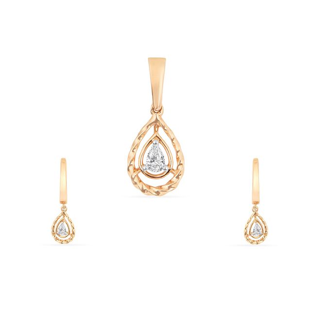 Tanishq 18KT Diamond Pendant With Earring for Women 