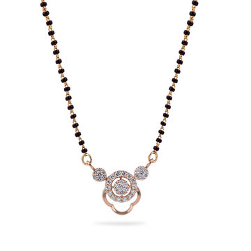 Modern Black Beaded Diamond Mangalsutra