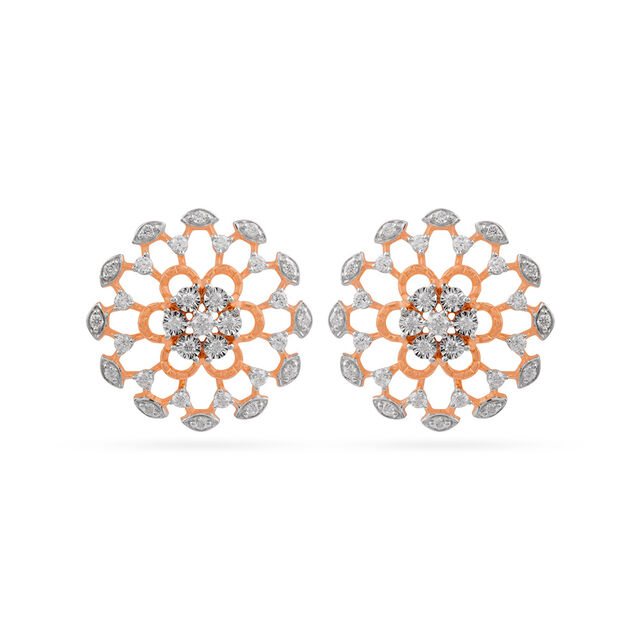 Tanishq 18 Karat Diamond Pendant and Earrings Set for Women 