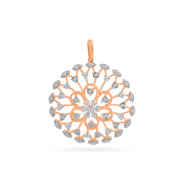 Tanishq 18 Karat Diamond Pendant and Earrings Set for Women 2