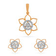 Tanishq 18 Karat Diamond Pendant and Earrings Set for Women 
