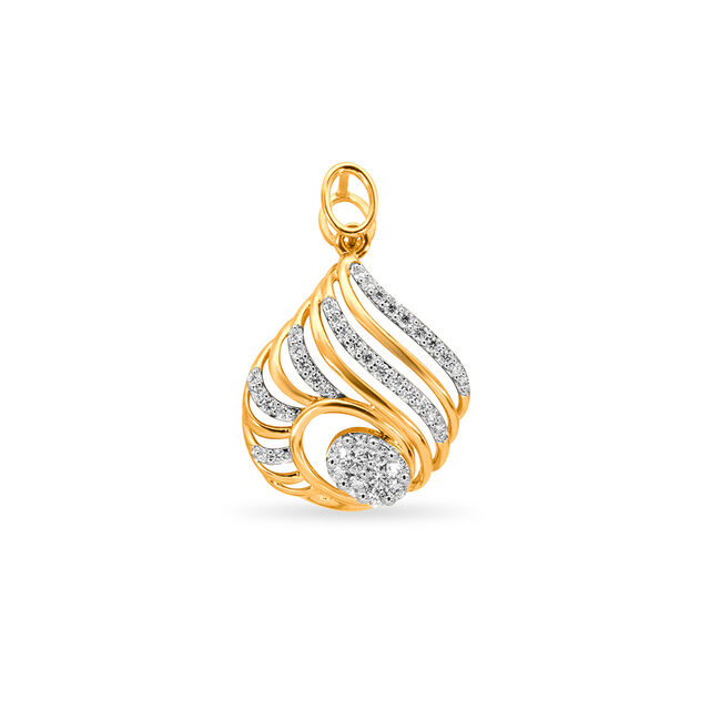 Tanishq 18 Karat Diamond Pendant and Earrings Set for Women 3