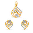 Tanishq 18 Karat Diamond Pendant and Earrings Set for Women 5