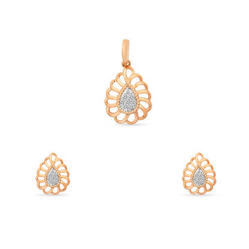 Sunbeam Drop Diamond Pendant and Earrings Set