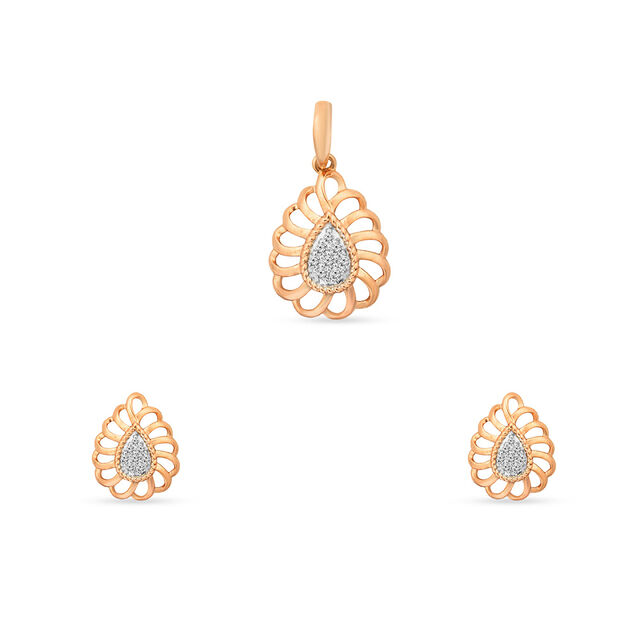 Sunbeam Drop Diamond Pendant and Earrings Set 