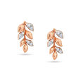 Rose Gold Leaf & Diamond Studded Earrings in 18K Rose Gold for Women 