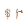 Rose Gold Leaf & Diamond Studded Earrings in 18K Rose Gold for Women 2