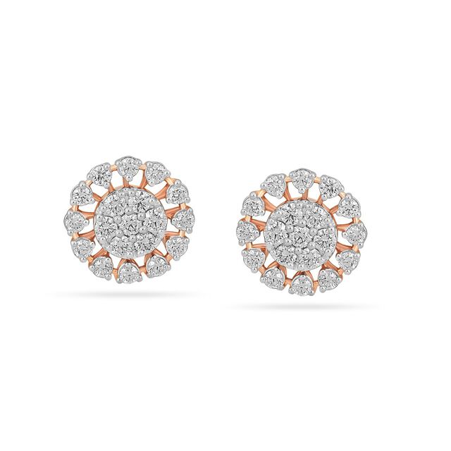 Rose Gold Circle Diamond Earrings