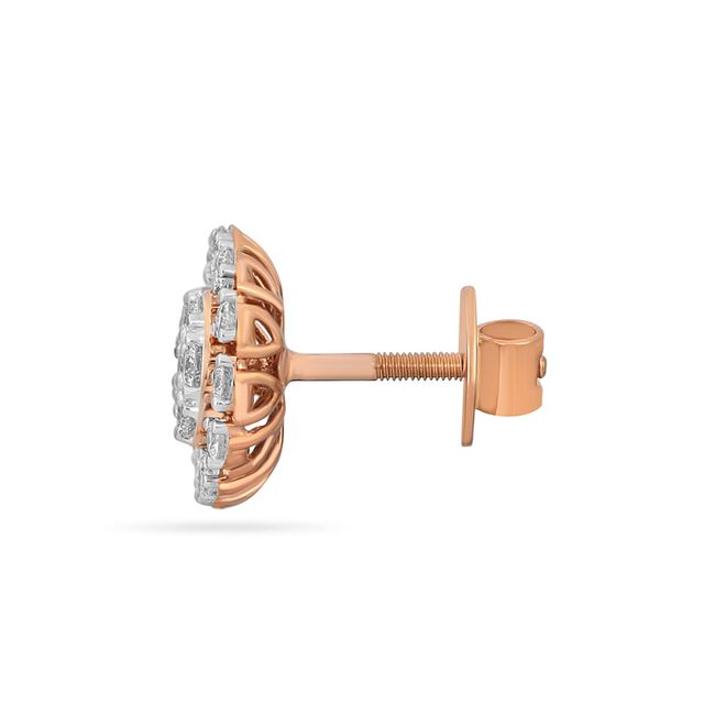 Rose Gold Circle Diamond Earrings