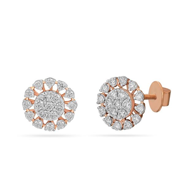 Rose Gold Circle Diamond Earrings