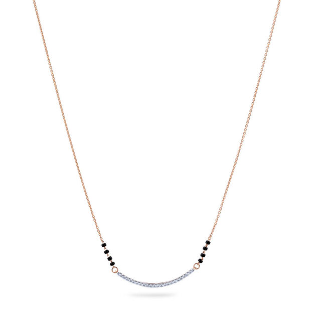 Curved Pendant Diamond Mangalsutra,,hi-res 